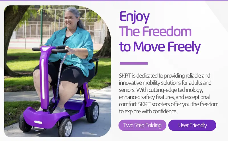 foldable mobility scooter for adults senior 4 wheels powered device for travel lightweight and portable with led strip light storage bag charger included no assemble required details 1