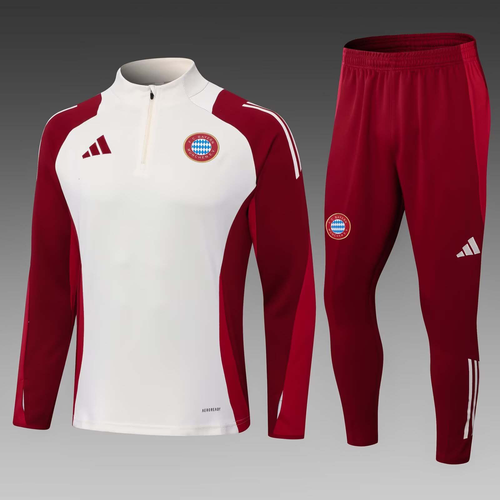 2024/2025 Bayern Munich Half-Pull Training Suit White Football Shirt 1:1 Thai Quality Set:football jersey mysite: unitedjerseyfootball 邓江浪:football