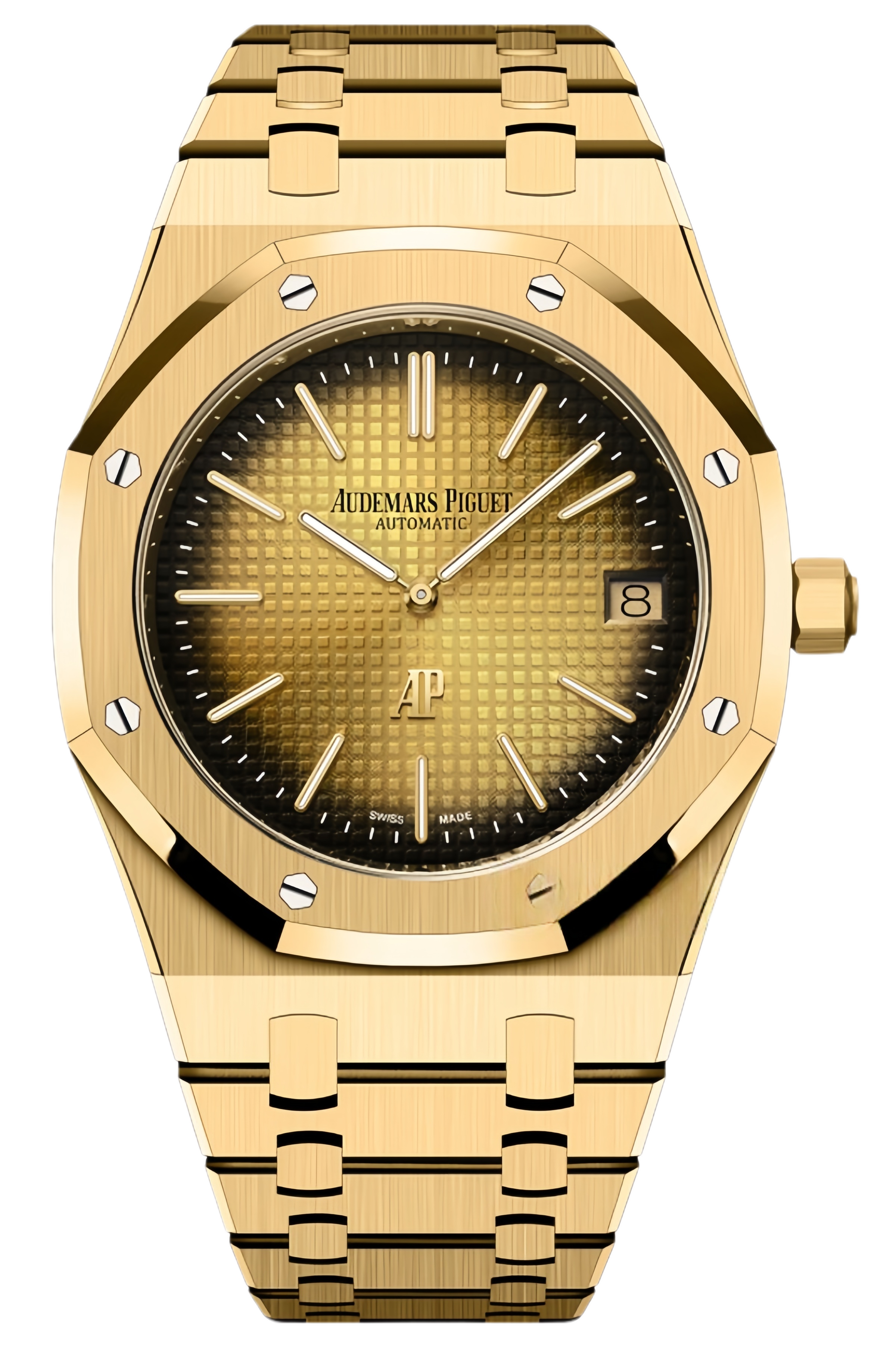 Audemars Piguet Royal Oak Jumbo Extra-Thin Ref. 16202BA.OO.1240BA.02 Super Clone Watch – Yellow Gold Case & Bracelet Smoked Yellow-Gold Dial Swiss Replica