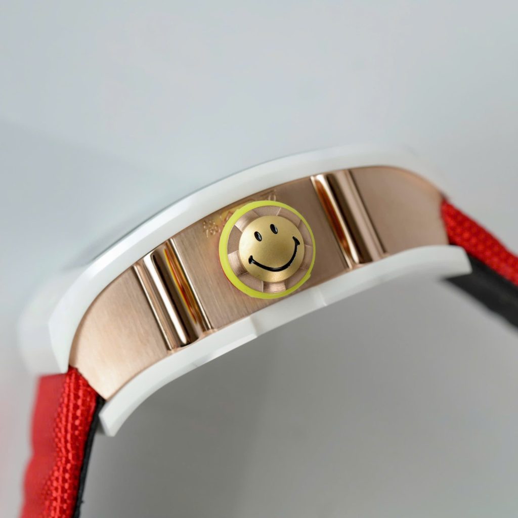 Đồng Hồ Richard Mille Clone 11 RM88 Smiley Vỏ Gốm Trắng Dây Vải Nato 42mm (2)
