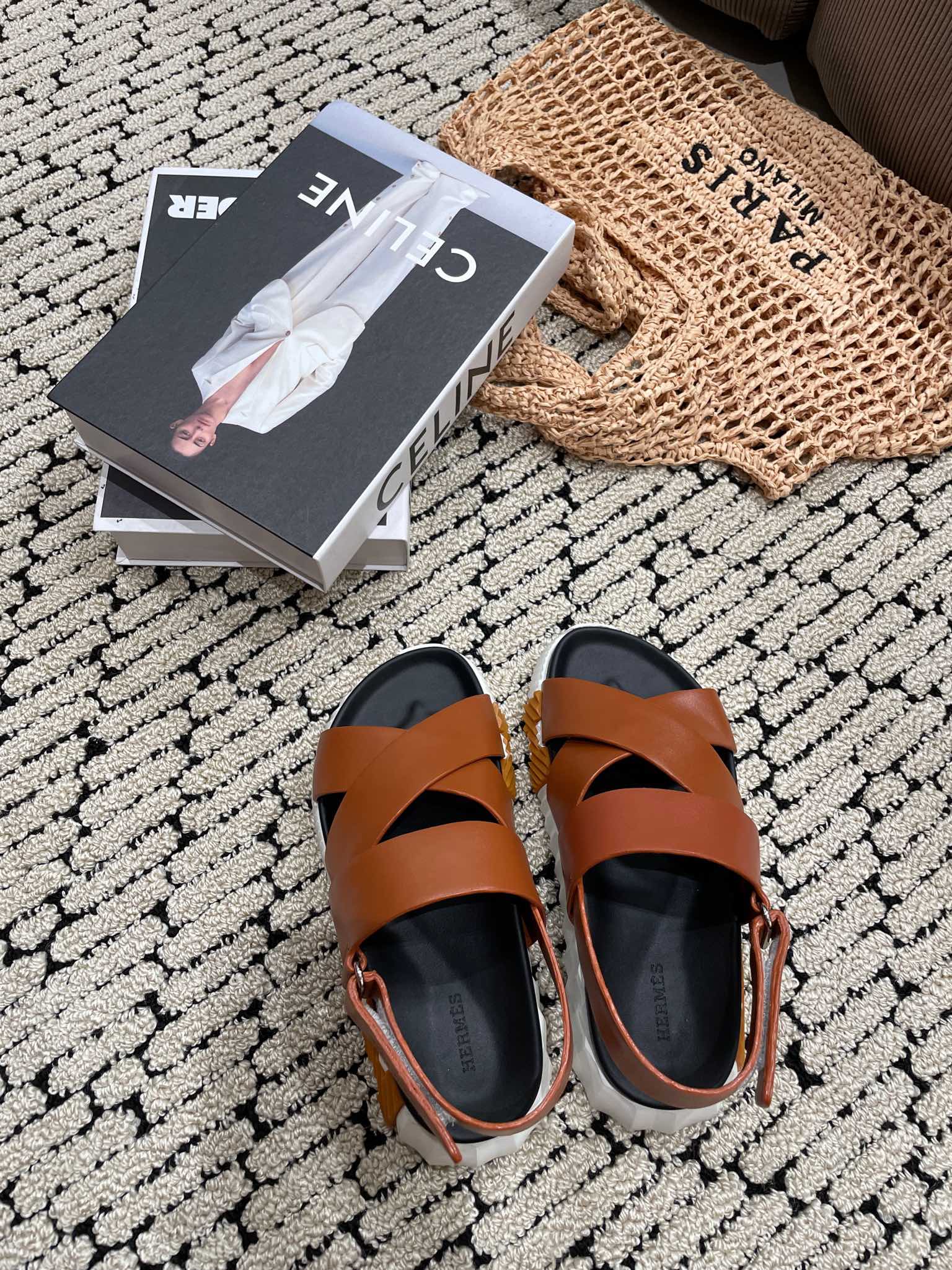 ELECTRIC SANDAL BLACK MIX CARAMEL CALFSKIN、mysite、Cacoeks