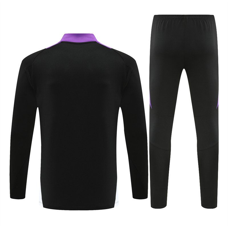 JerseysGala.com | Real Madrid 24-25 Long Sleeve Training Set - Black and Purple -Customize Name, Number and Patch | Worldwide Shipping