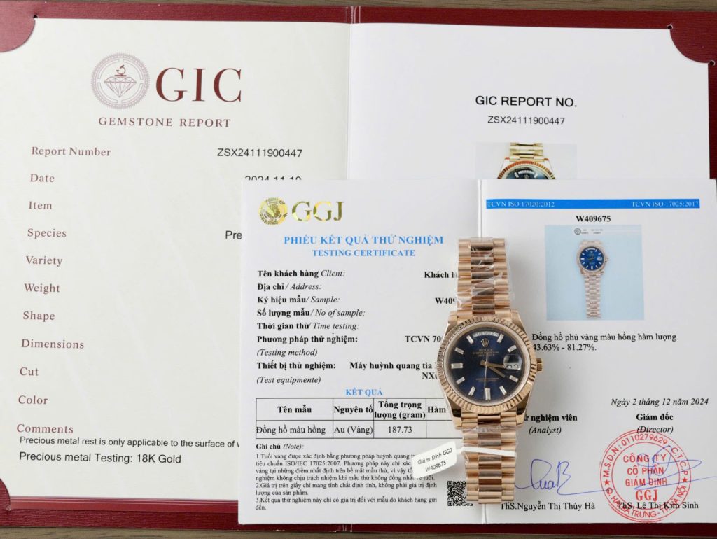 Đồng Hồ Nam Rolex Day-Date Mặt Xanh Chế Tác Trọng Lượng 186Gram Bọc Vàng Thật 40mm (2)