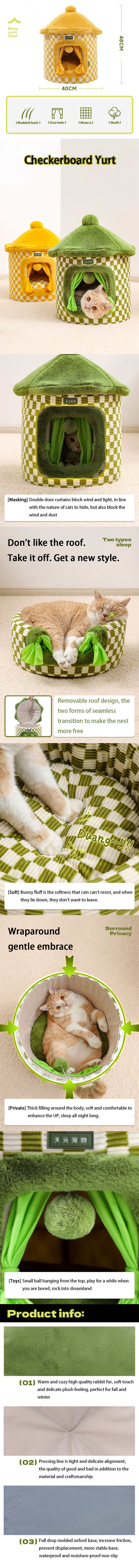 Yurt Cat Bed Warm 2 Color Fully Enclosed House