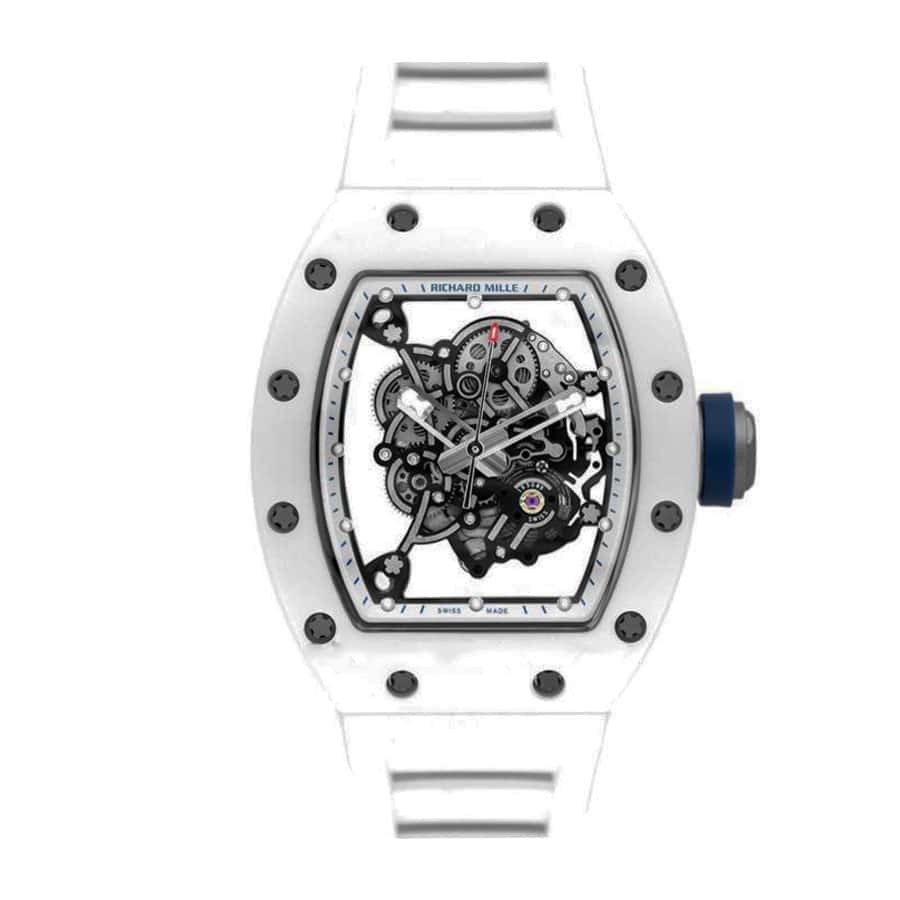 richard mille rm55 kv white ceramic bubba watson japan blue skeleton dial m8215 replica