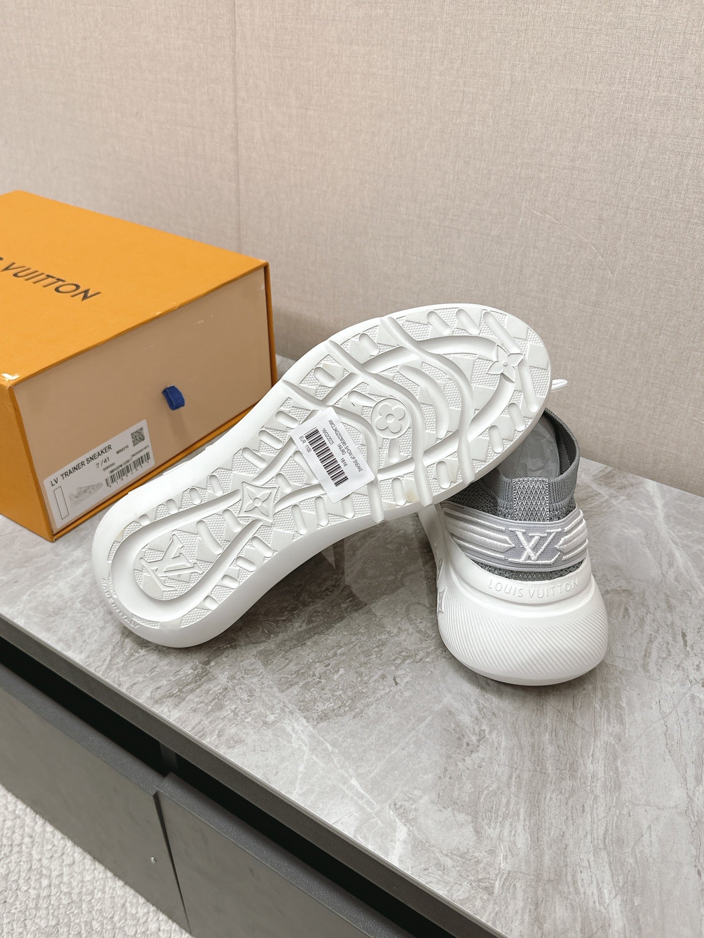 SNEAKERS IN DOVE GRAY DAMIER ELASTIC FABRIC、mysite、Cacoeks