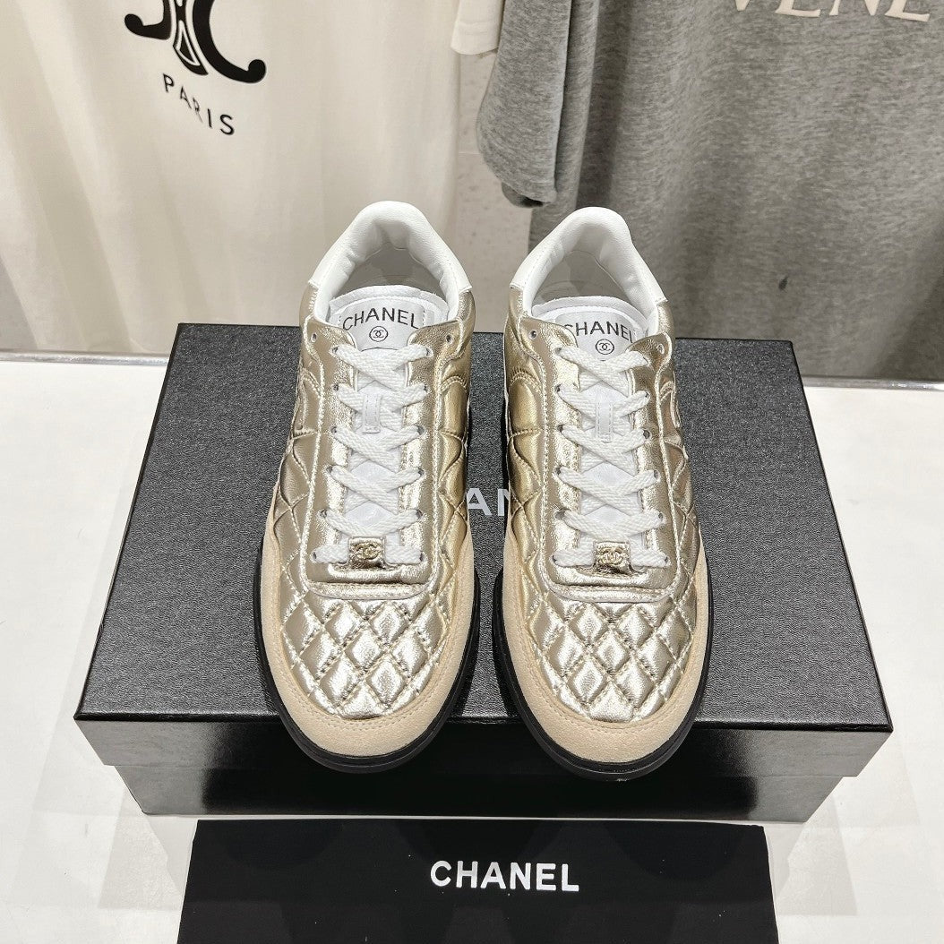 Double C New Quilted Panda Shoes Gold Sheepskin、mysite、Cacoeks