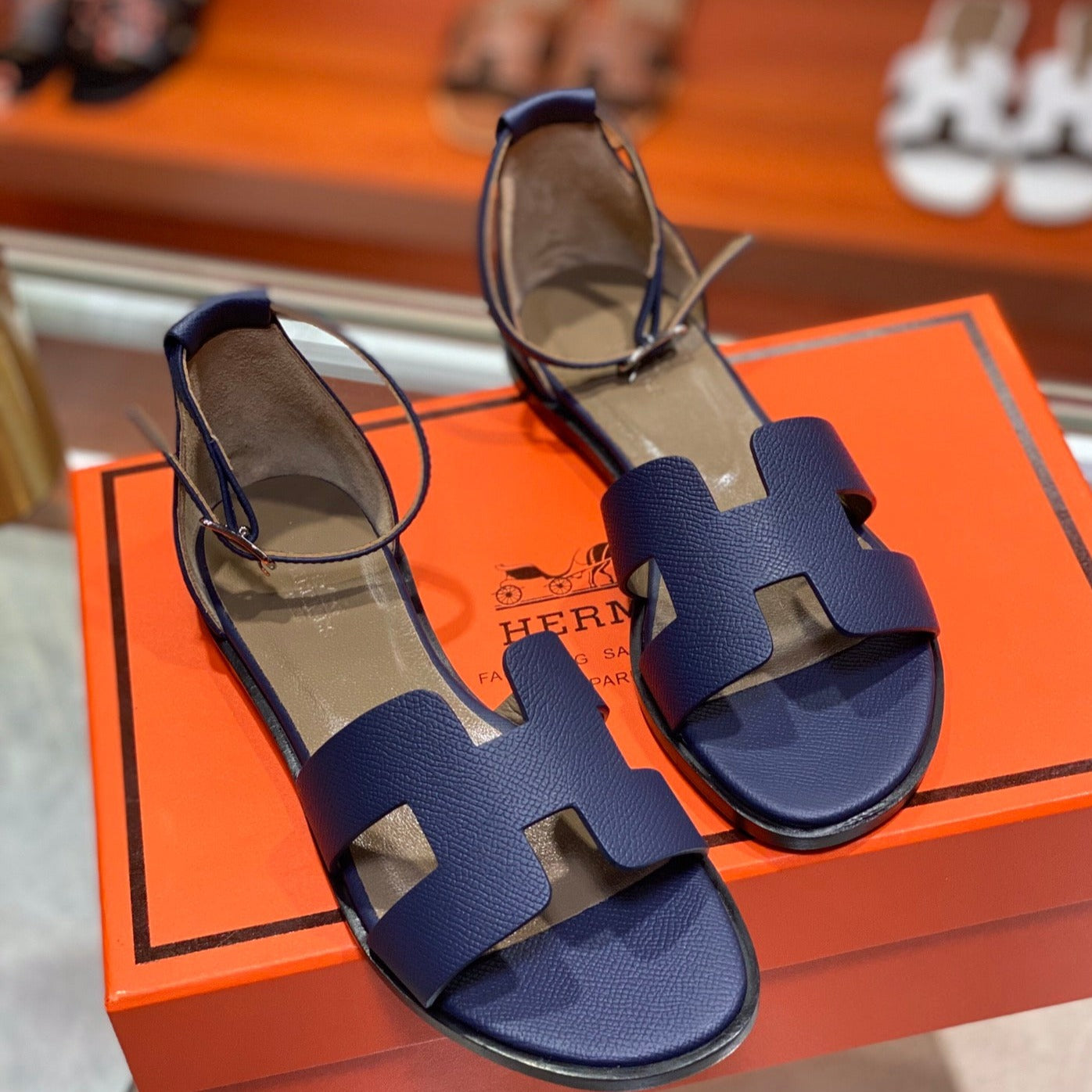 SANTORINI SANDAL NAVY CALFSKIN、mysite、Cacoeks