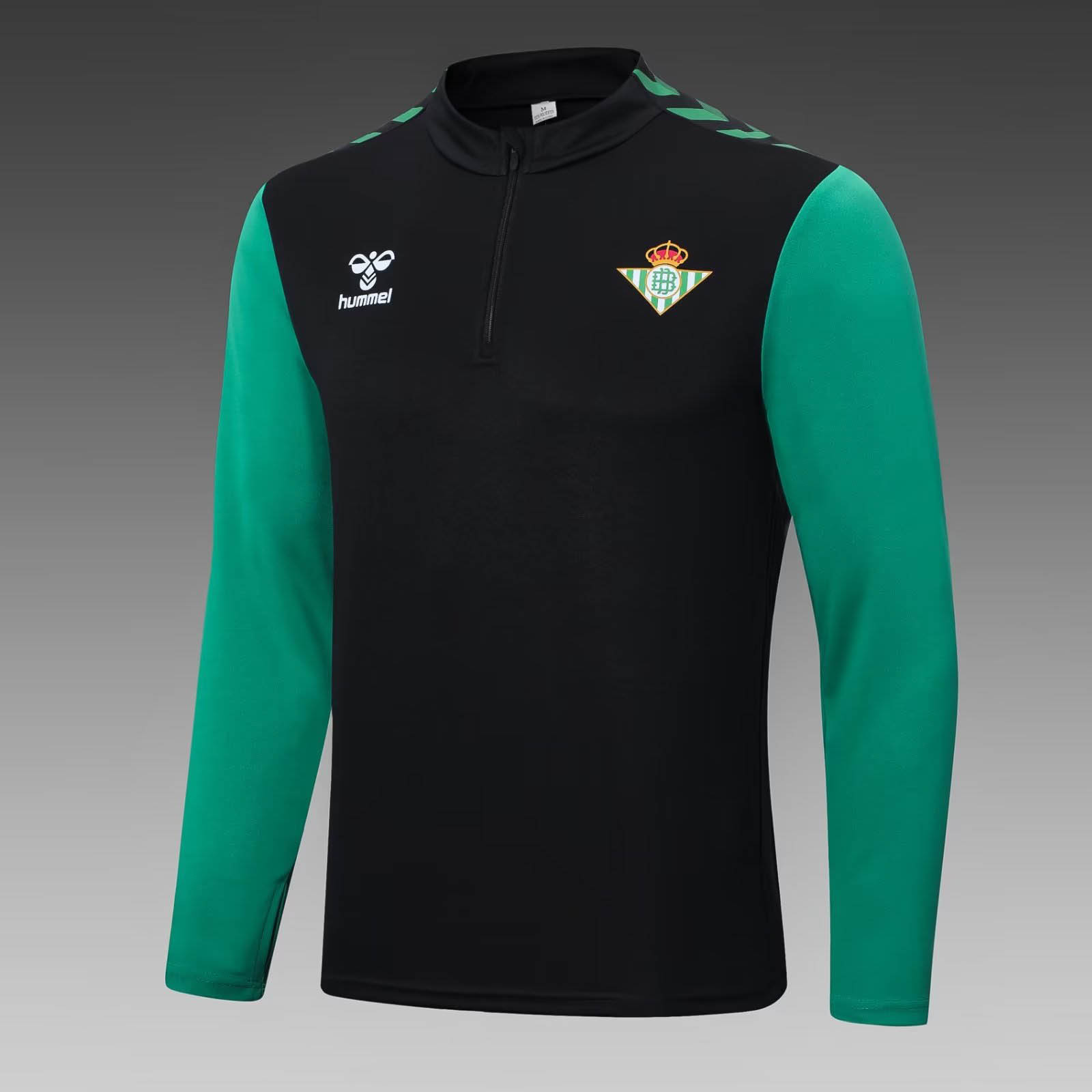 2022/2023 Real Betis Half-Pull Training Suit Black Football Shirt 1:1 Thai Quality Set:football jersey mysite: unitedjerseyfootball 邓江浪:football