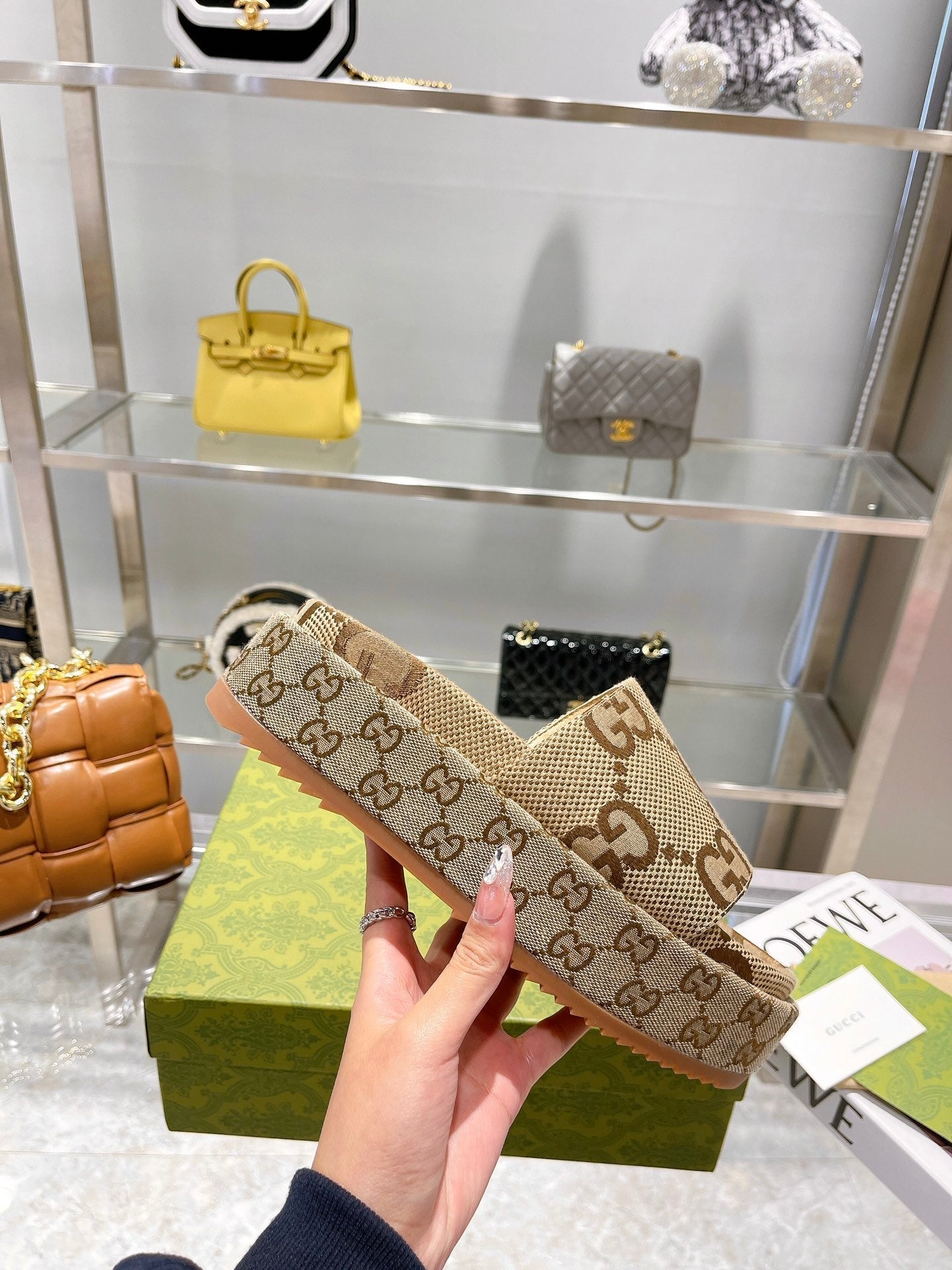 LV MONOGRAM THICK PLATFORM SANDALS IN BEIGE CANVAS、mysite、Cacoeks