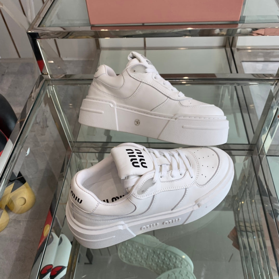 Sneakers Thick-soled White Cowhide、mysite、Cacoeks