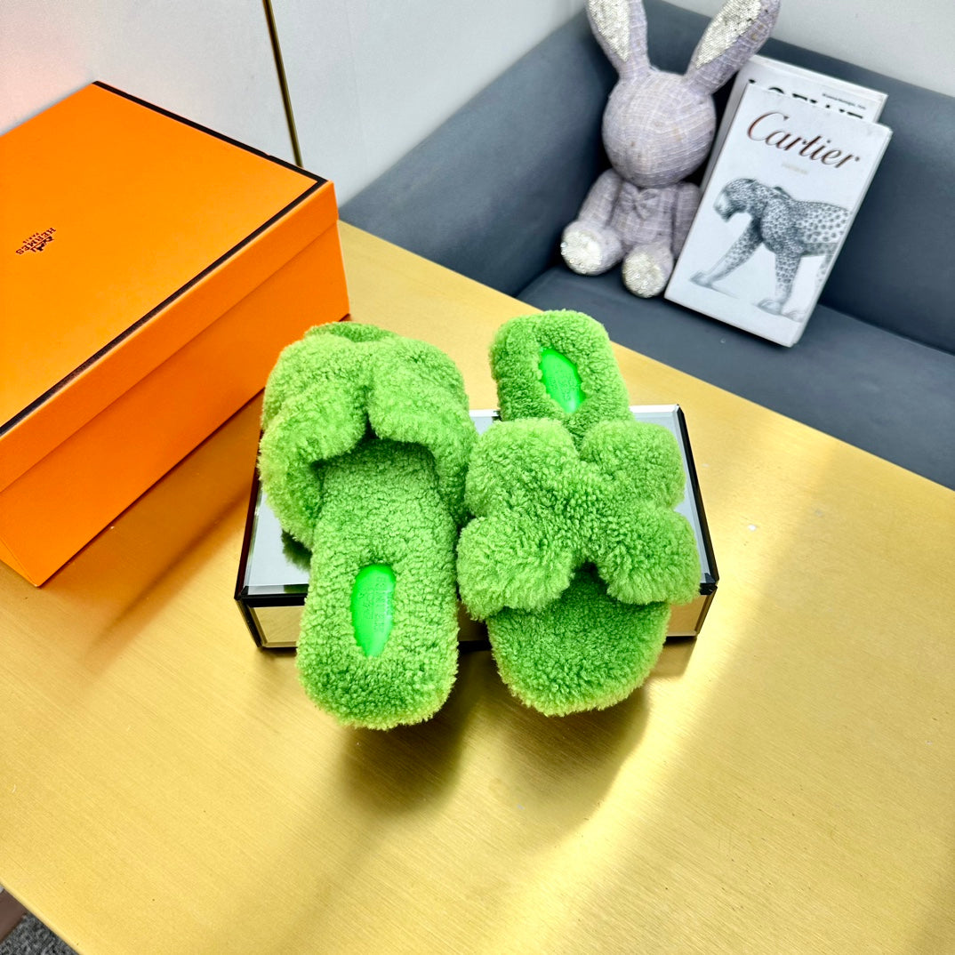0RAN SHEARLING SANDALS CHARTREUSE GREEN、mysite、Cacoeks