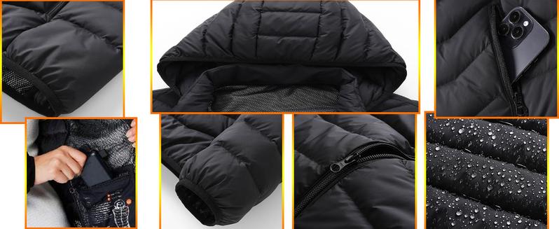 Norwell Heated Hoodie Jacket with 7.4V/3A 5000mAh Battery Pack, Dual Control 5Heat Zones LED Waterproof Comfort Basic Winter Clothes Men, Plus Size Women's Clothing - Black