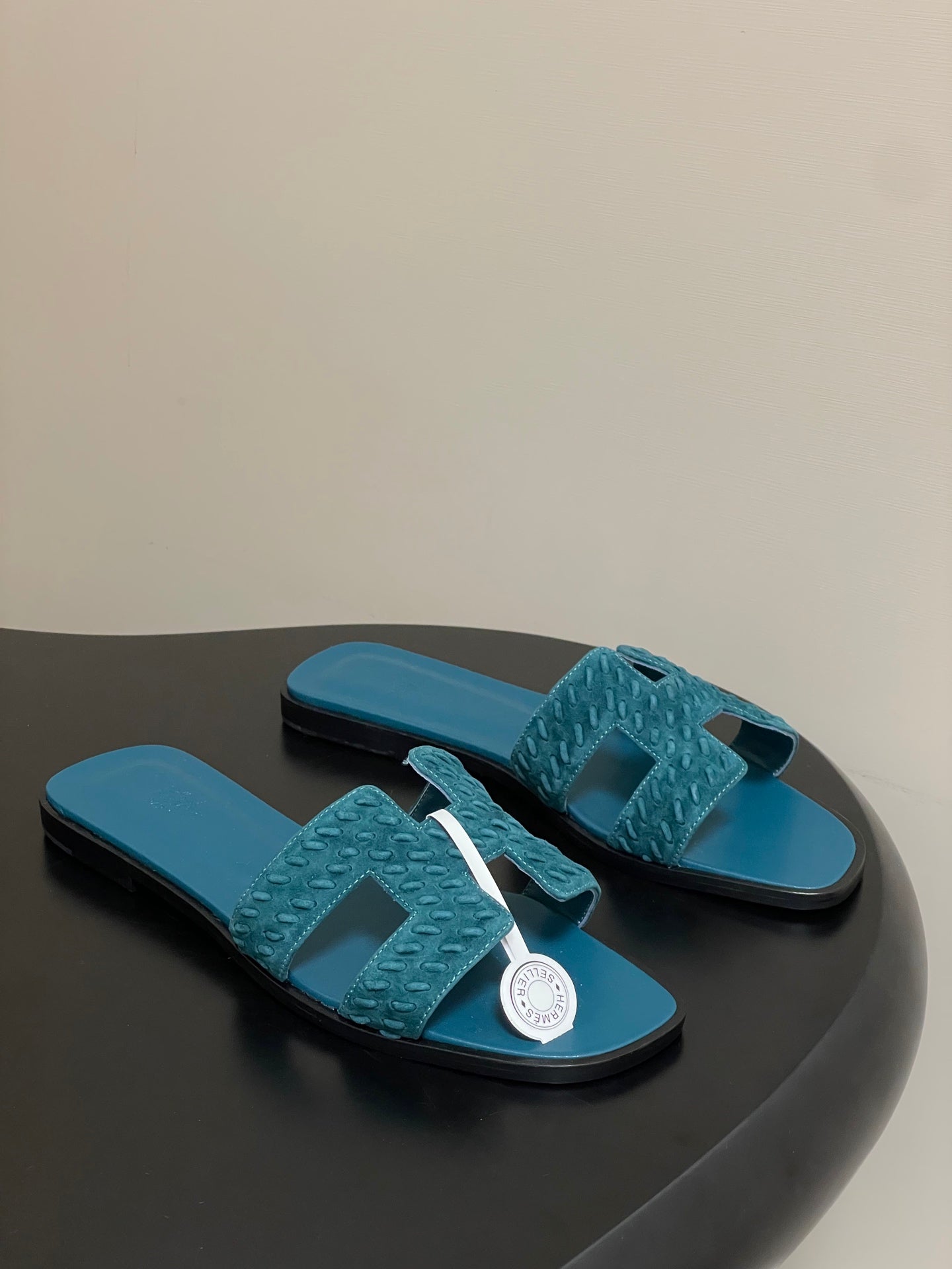 HM 25S ORAN SANDAL IN DARK BLUE SUEDE AND LAMBSKIN、mysite、Cacoeks