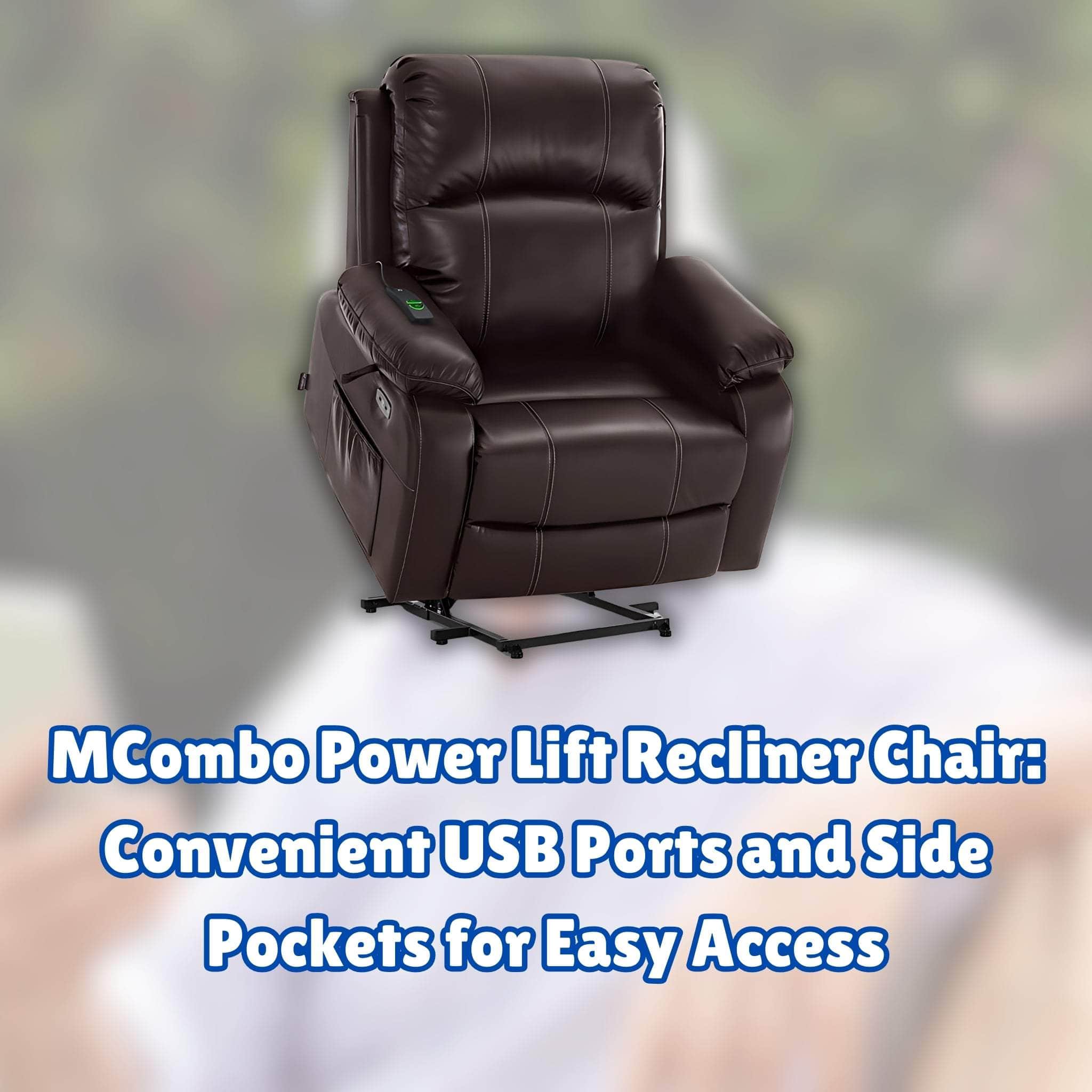 MCombo Power Lift Recliner Chair Convenient USB Ports and Side Pockets for Easy Access