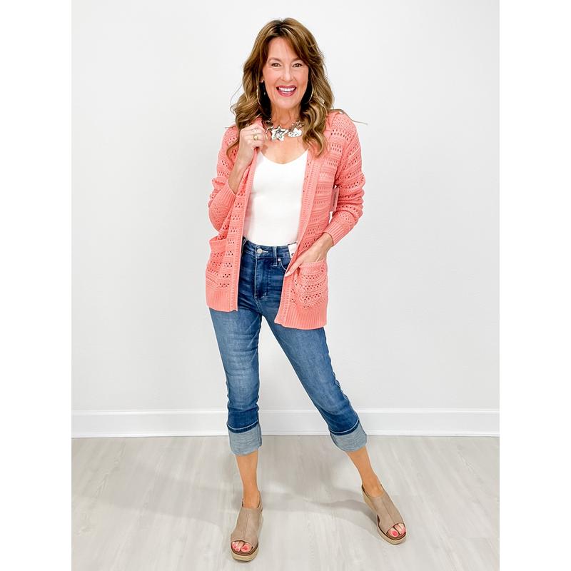 Judy Blue FRANKIE High Waist Tummy Control Cuff Capri Jeans 1