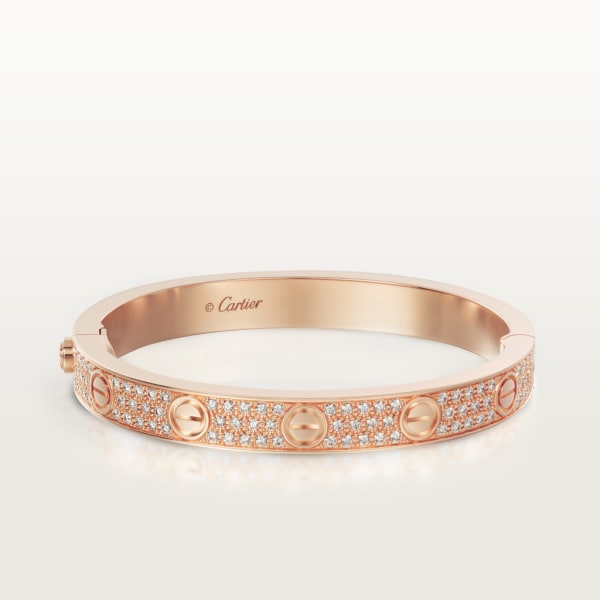 Love bracelet, diamond-paved Rose gold, diamonds