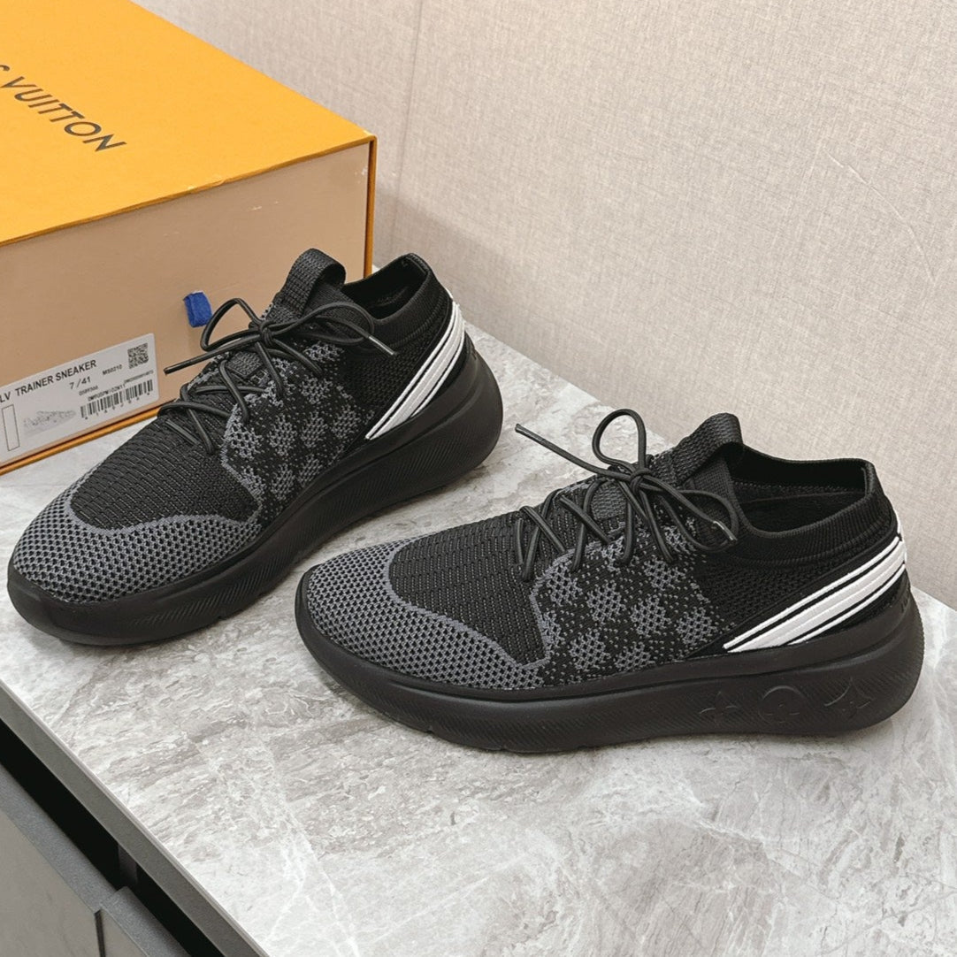 SNEAKERS IN BLACK DAMIER ELASTIC FABRIC、mysite、Cacoeks