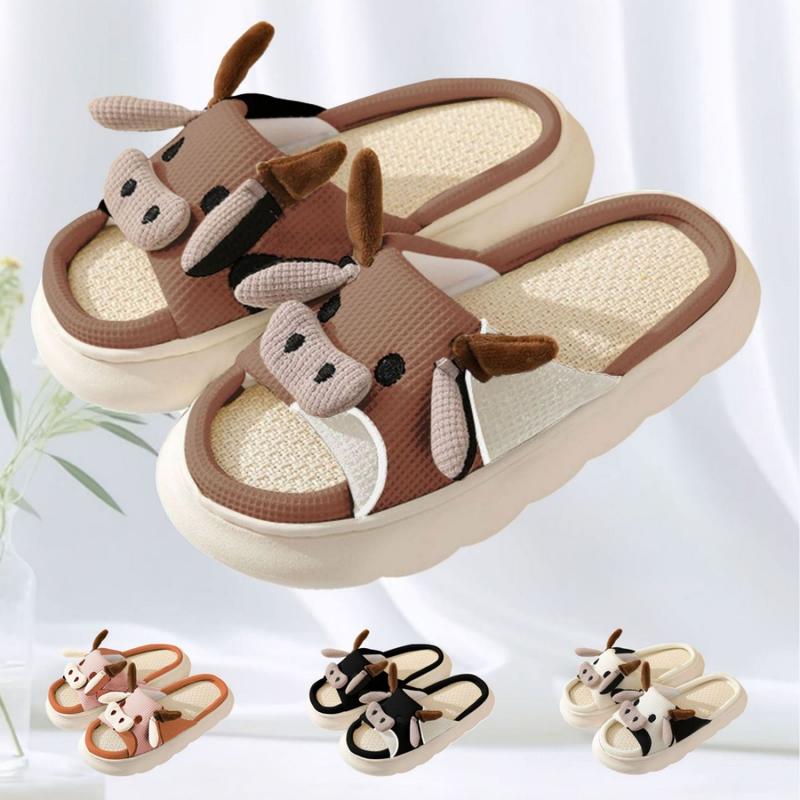 Cartoon Animal Shape Slippers, Womens Four Seasons Home Linen Slippers锛�Winter Warm Shoes