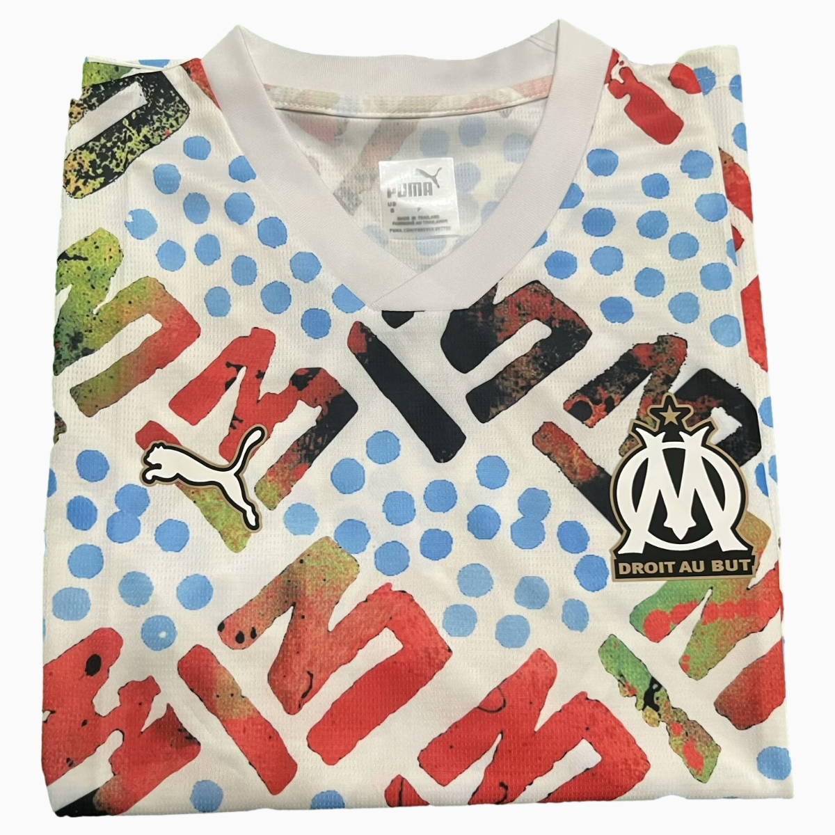 ManixJersey.com | Marseille 24-25 White Graffiti Pre-match Training Jersey - Fans Version -Customize Name, Number and Patch | Worldwide Shipping