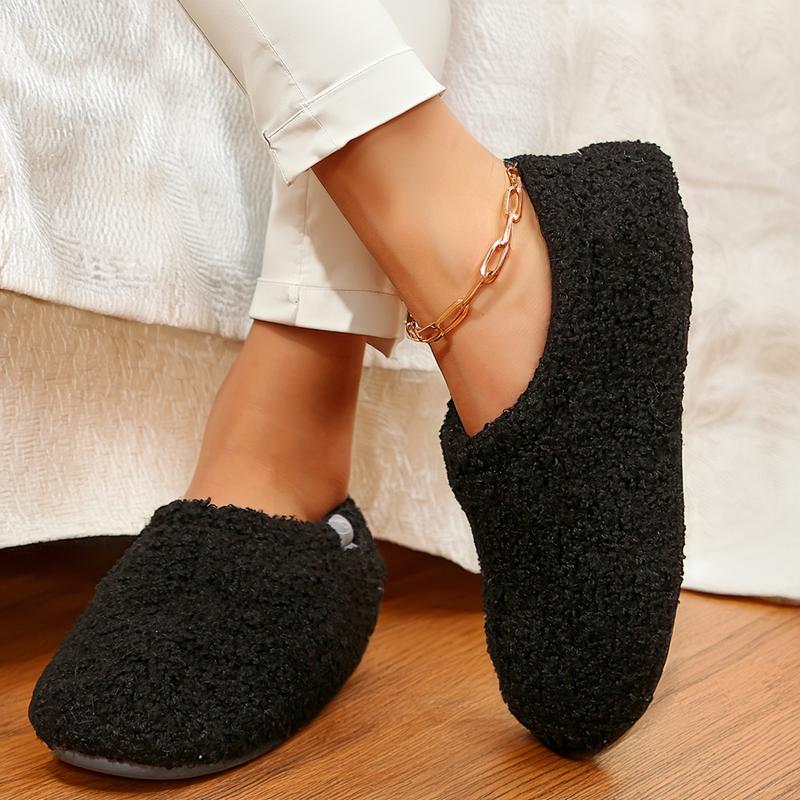 Women's Fuzzy Slip-on Slippers Soft Comfy Memory Foam Indoor House Shoes