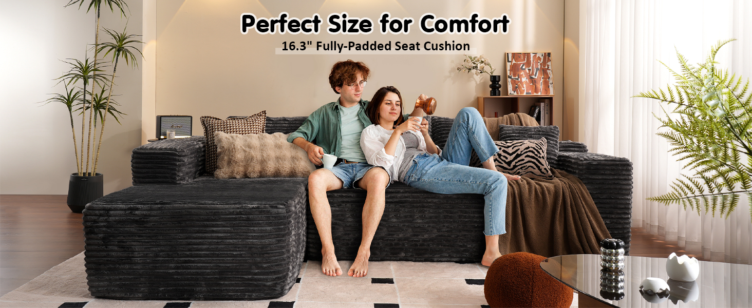 Modern Minimalist 104" L-Shape Couch