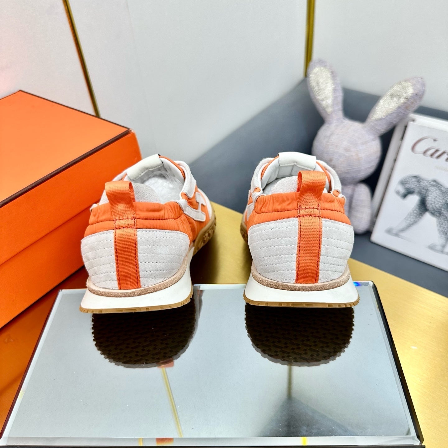JET SNEAKER IN PALE GRAY SUEDE MIX ORANGE CALFSKIN、mysite、Cacoeks
