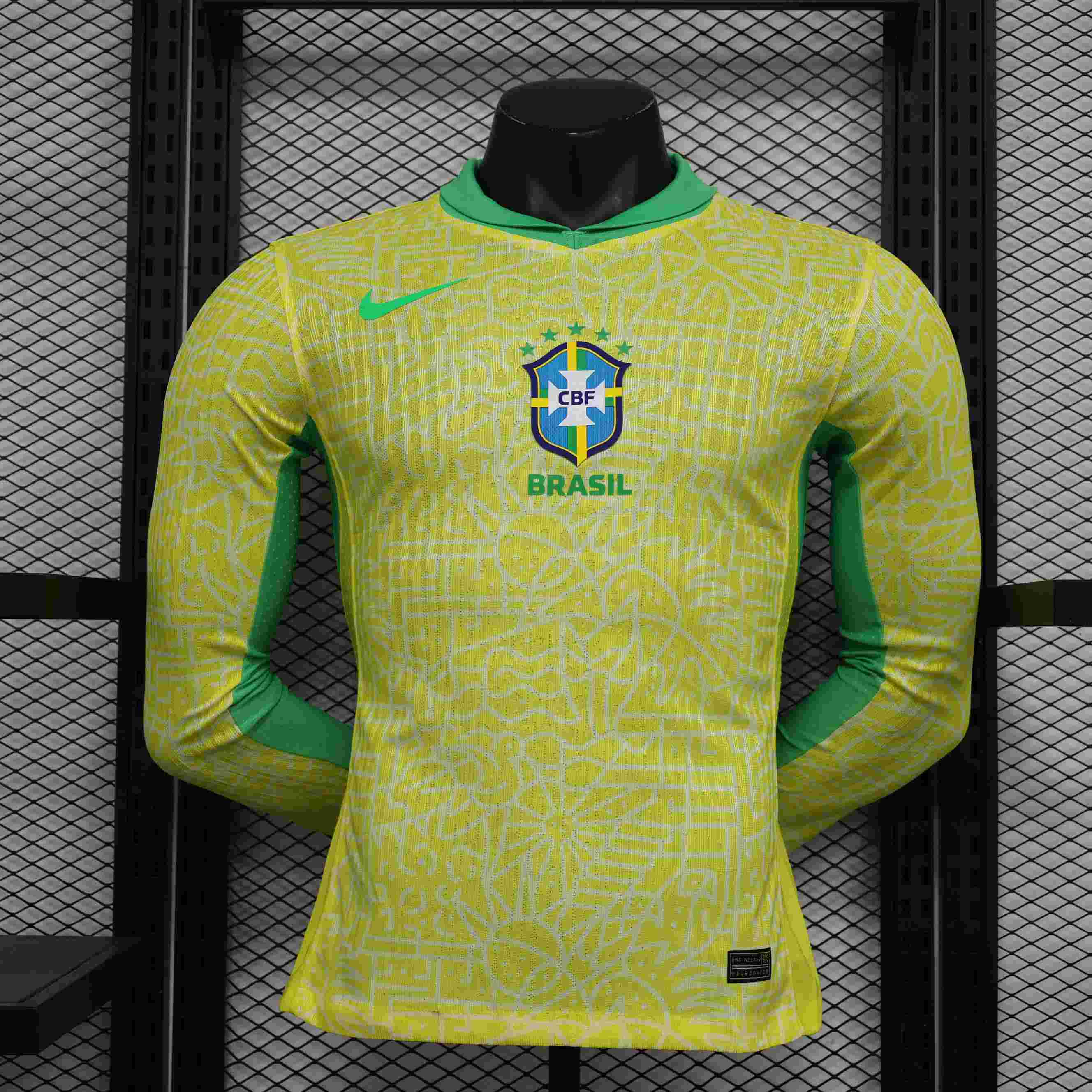 2024 Player Version Long Sleeve Brazil Home Football Shirt-mysite Custom Football Kit- Nextkits