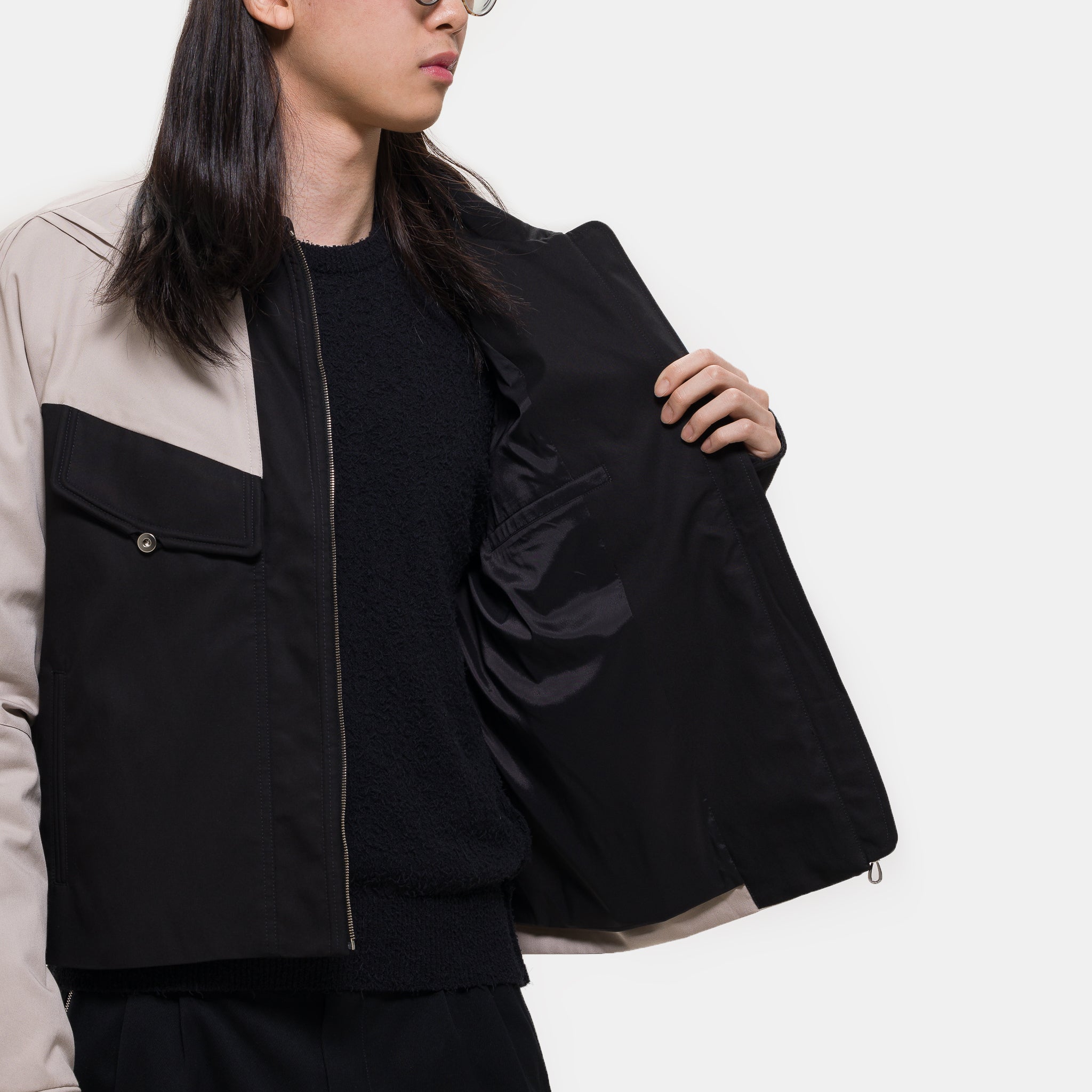 Alec K-Dart Blouson Jacket in Seedpearl/Black Sable