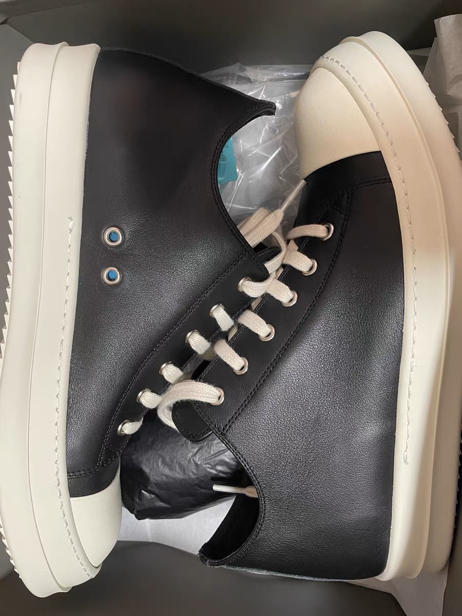 Rick Owens Leather Shoes in White Black、mysite、Cacoeks