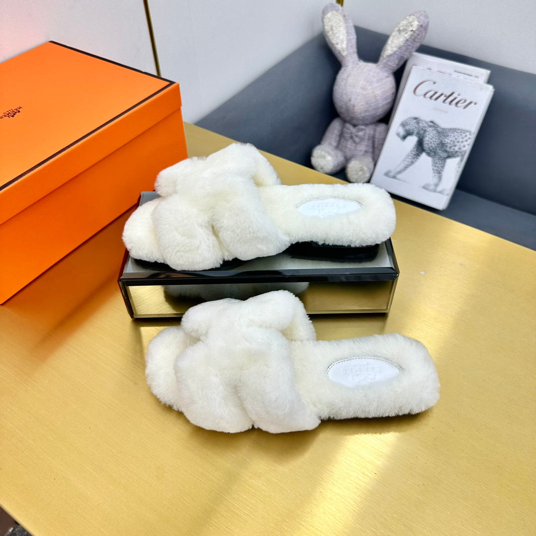 0RAN SHEARLING SANDALS WHITE、mysite、Cacoeks