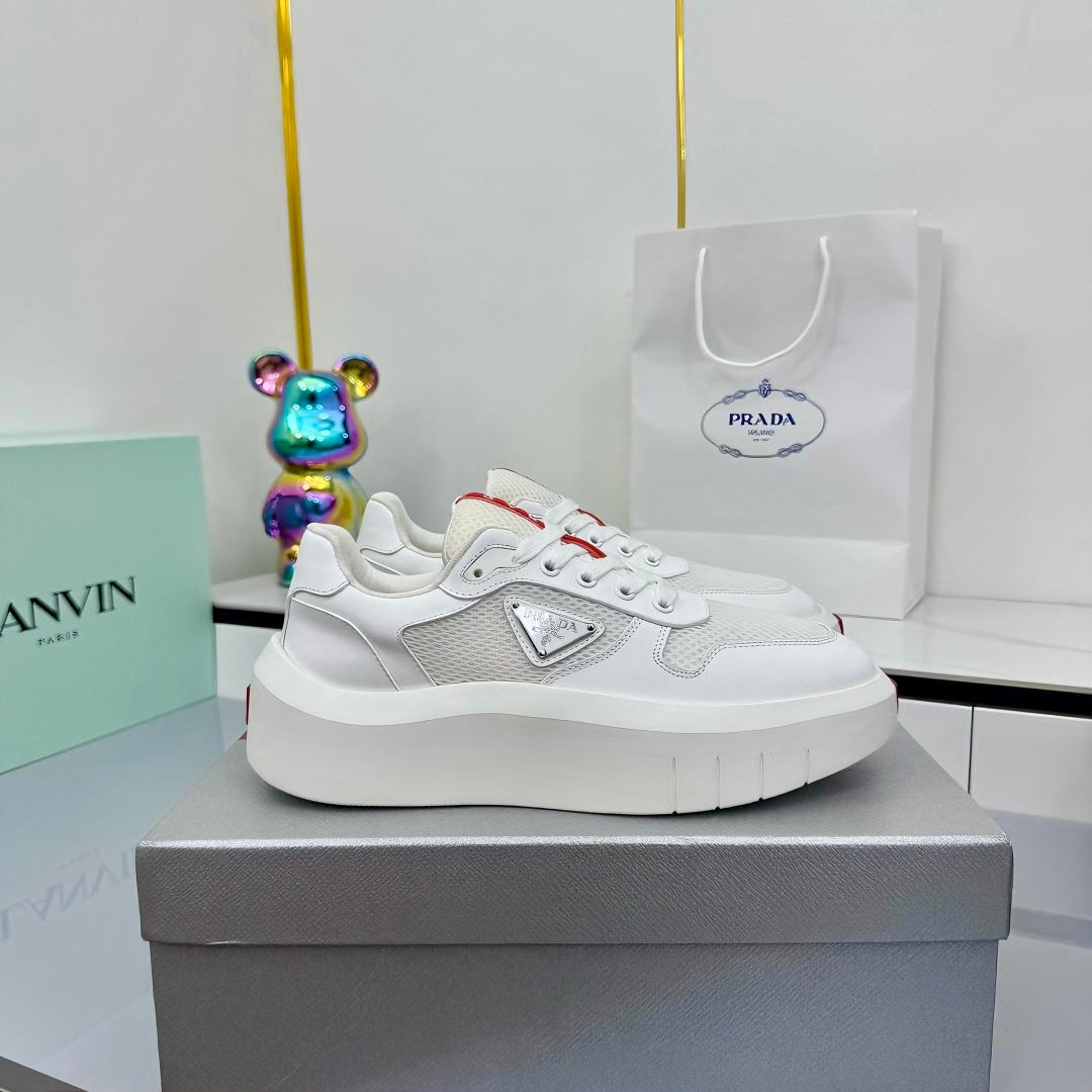 PRADA 25S SNEAKERS IN WHITE CALFSKIN、mysite、Cacoeks