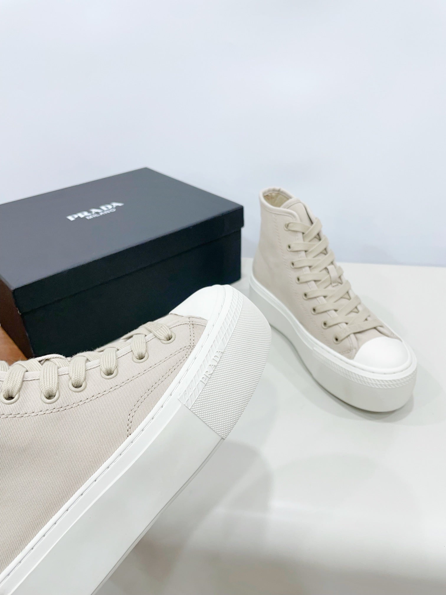 HIGH-TOP SEANKERS IN BEIGE CANVAS、mysite、Cacoeks