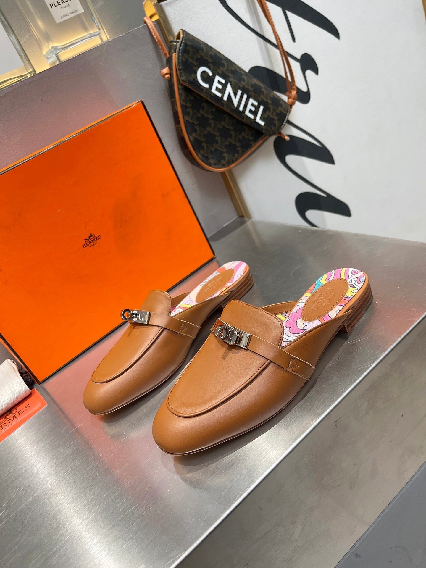 0Z MULE CARAMEL CALFSKIN WITH PATTERN、mysite、Cacoeks