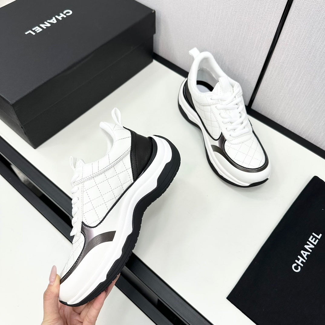 CC SNEAKER IN WHITE MIX BLACK EMBROIDERED LAMBSKIN、mysite、Cacoeks