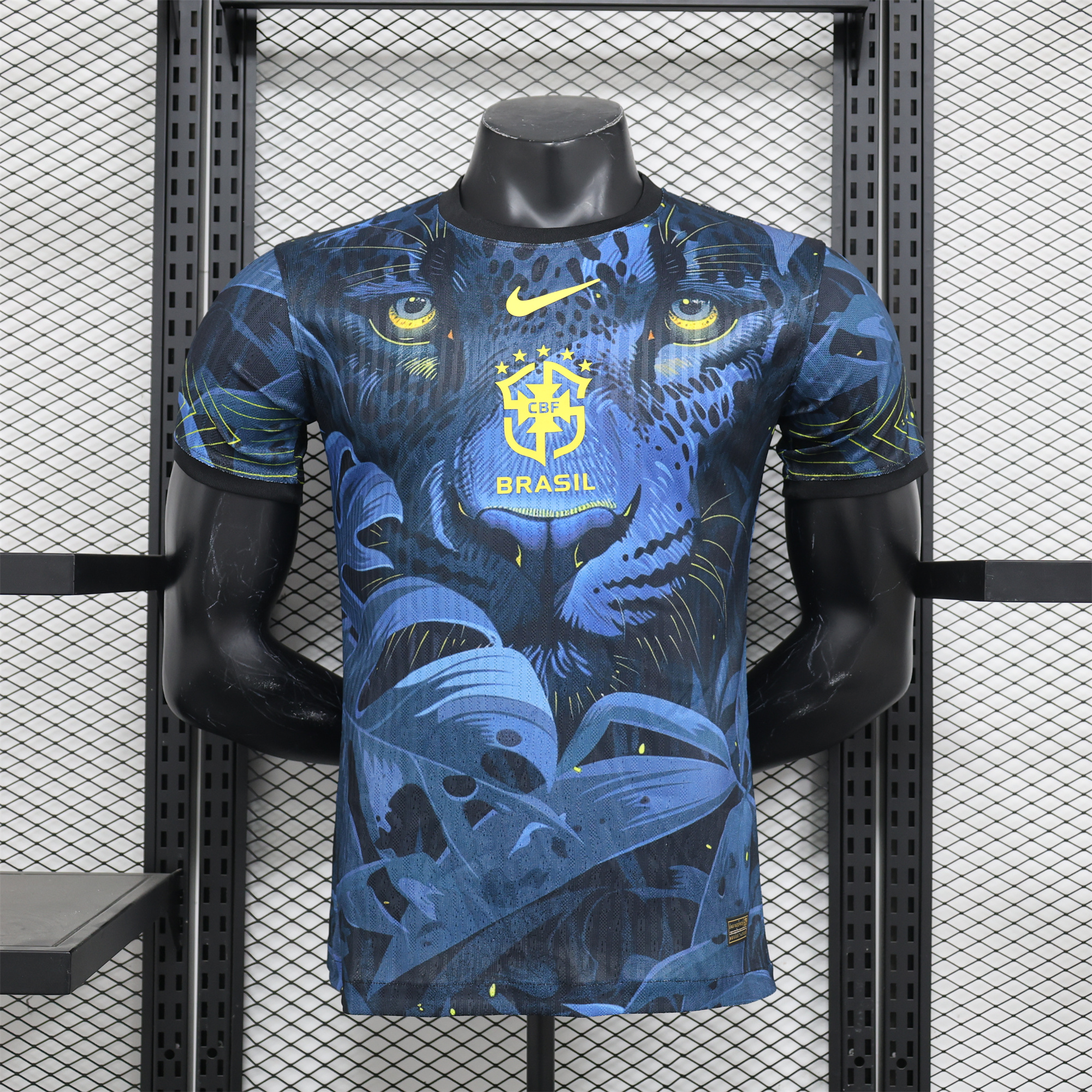 Higojerseys-Brazil 2024 Black Blue Tiger Jersey - Player Version