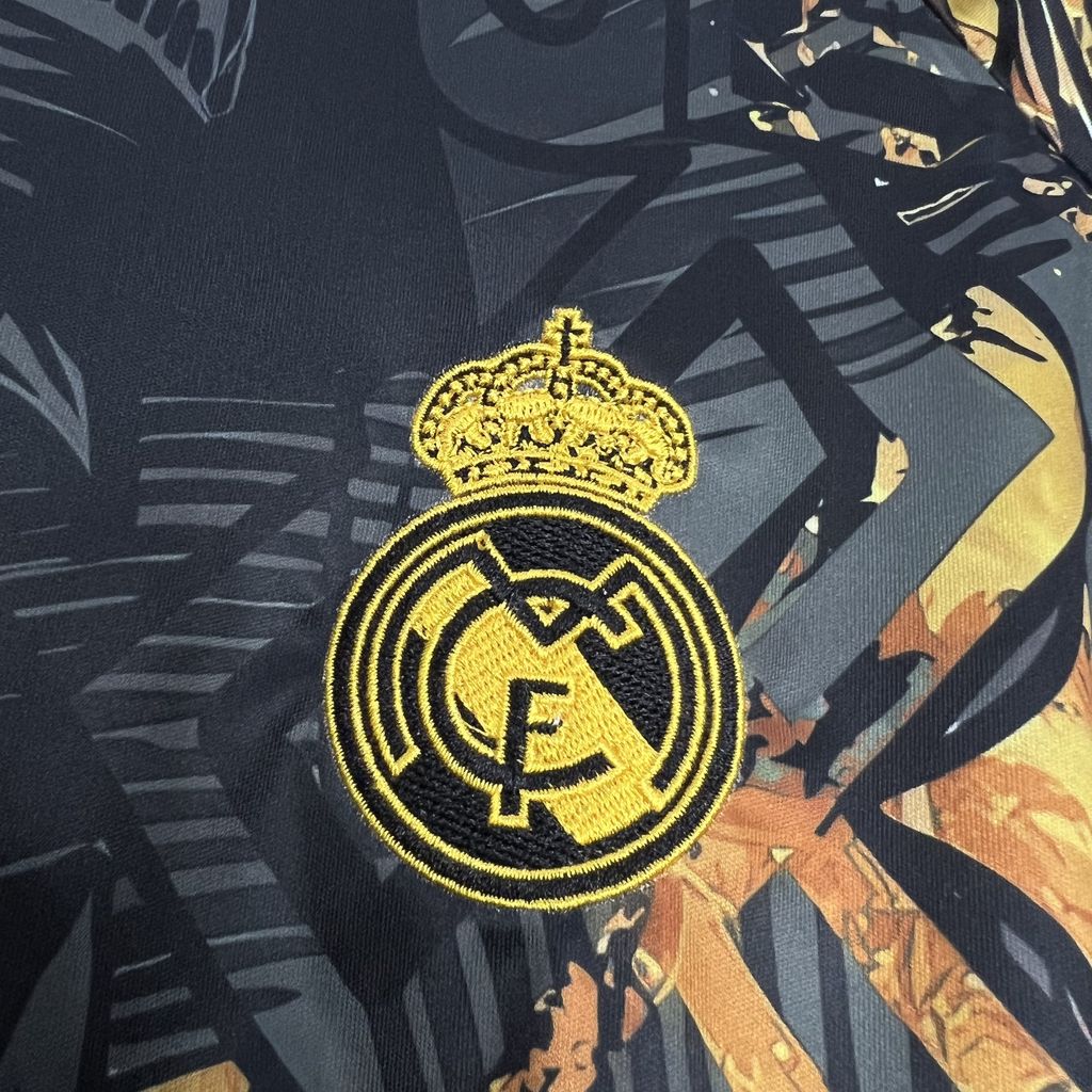 Higojerseys-Real Madrid 24-25 Black and Gloden Lion Jersey - Fans Version