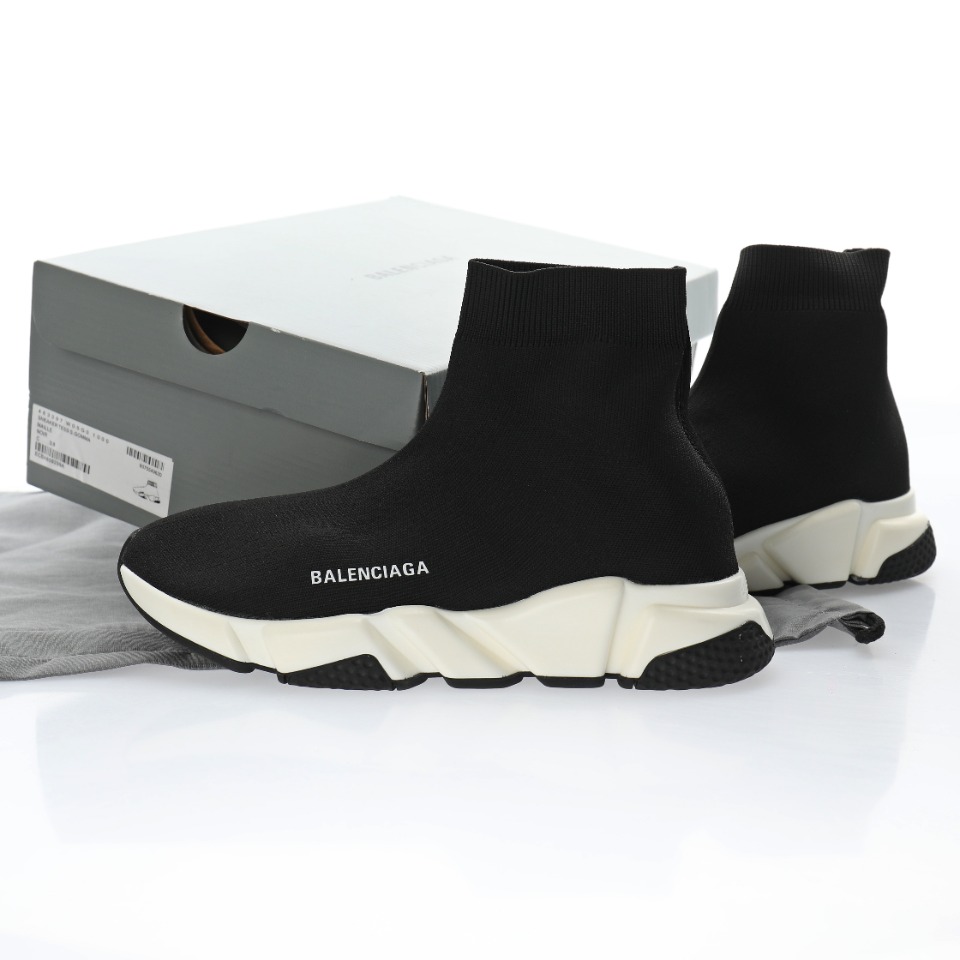Balenciaga Speed Recycled Knit Sneaker in Black White、mysite、Cacoeks