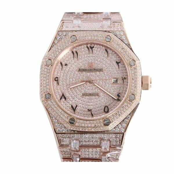 Audemars Piguet Royal Oak Iced Out Rose Gold Replica-fasswatch