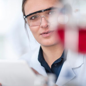 Researcher doing work in a lab