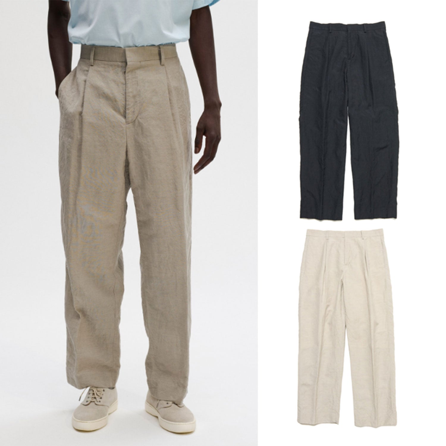 SOPHNET. 25S/S LINEN WOOL 1TUCK SLACKS  SOPH-250022 