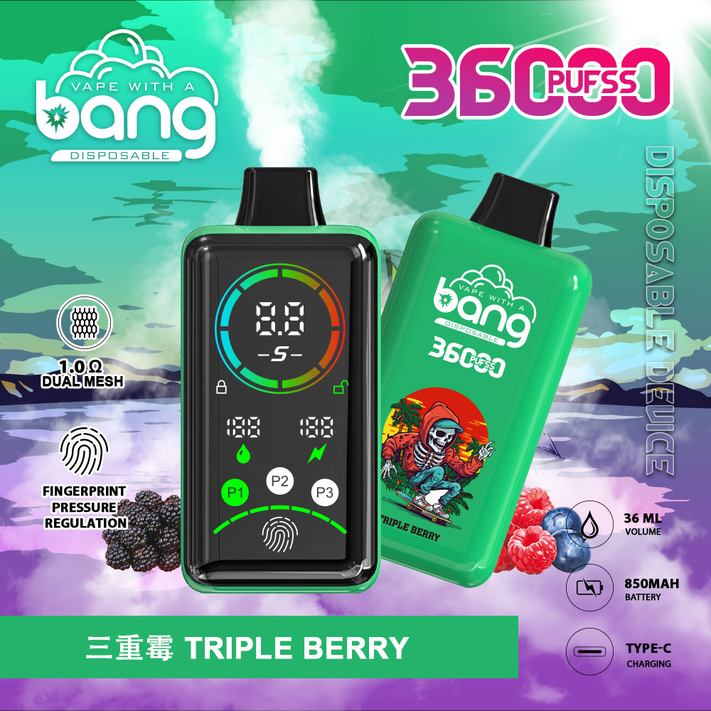(Box of 3) Bang 36000 Power Advanced Fingerprint Power Regulation 36K Puffs Disposable Vape