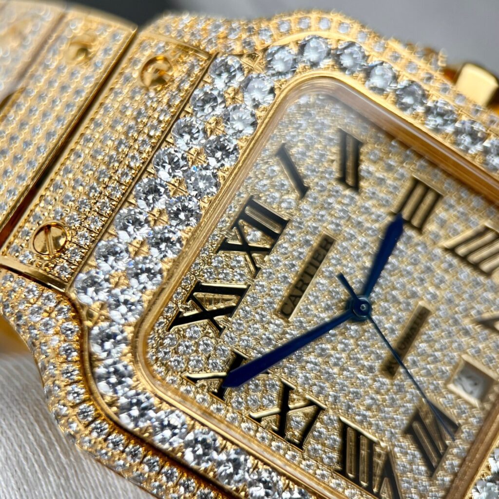 Đồng Hồ Cartier Santos Replica 11 Đính Đá Nhà Máy BV (1)