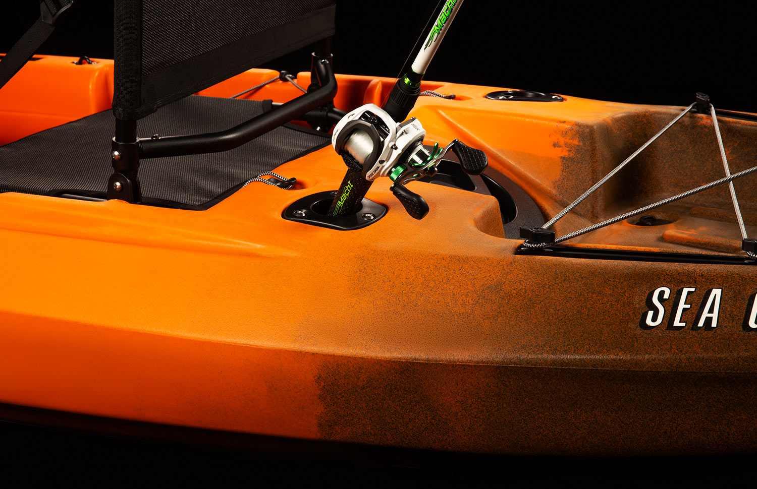 2 flush mount fishing rod holders on Sea Ghost 110 kayak Vibe Sea Ghost 110 Kayak flush mount rod holders