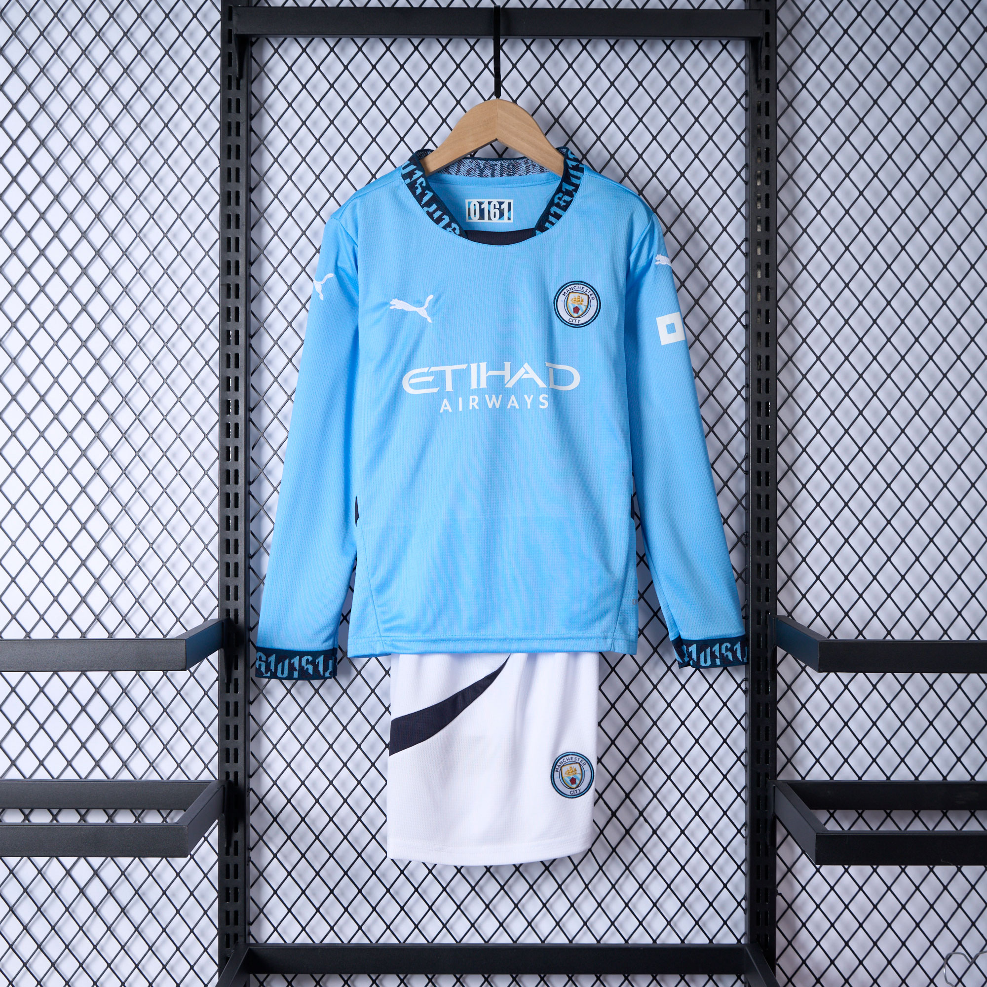 JerseysGala.com | Manchester City 24-25 Home Long Sleeve Kids Kit -Customize Name, Number and Patch | Worldwide Shipping