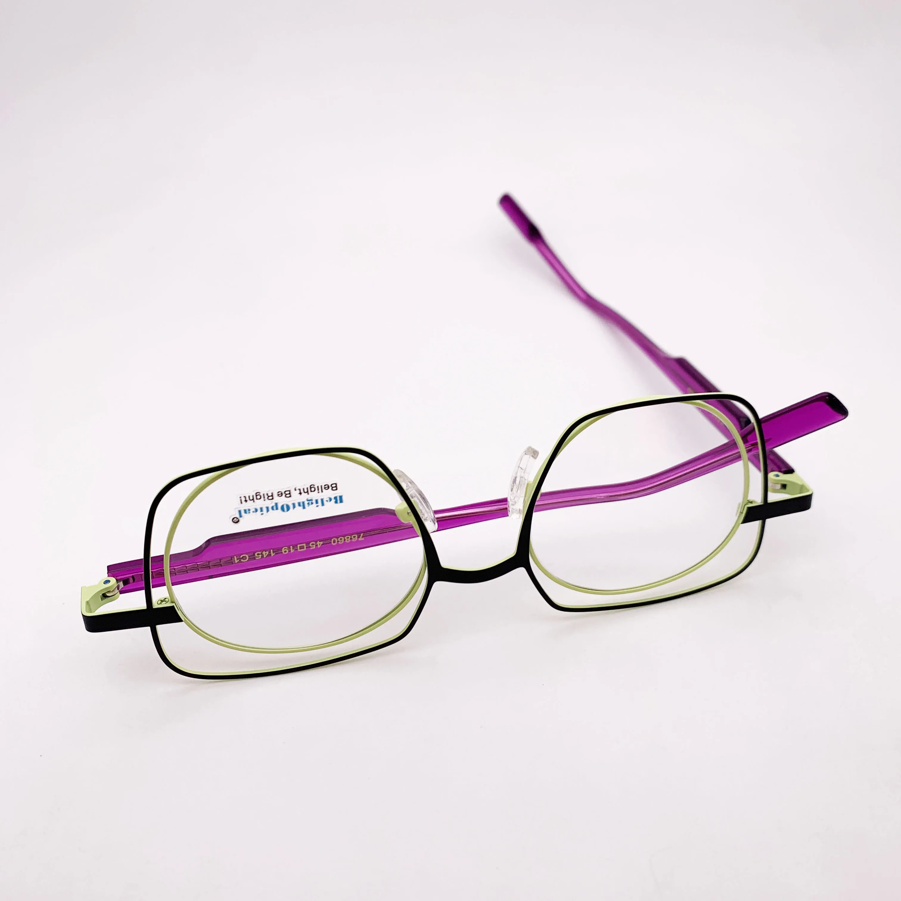 Fancy Colorful Vintage Acetate With Metal Pink Square Shape Optical Glasses Spectacle Frame Prescritpion Lens Women Style