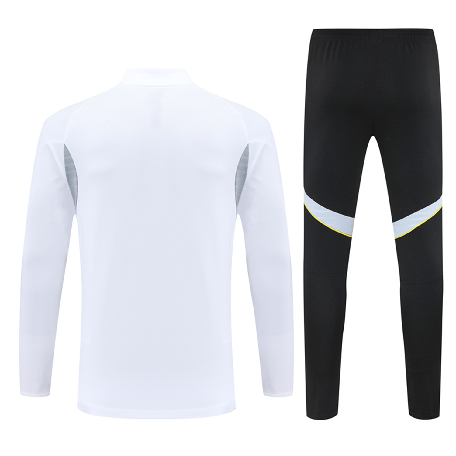UltraTrikot-Real Madrid 25-26 Long Sleeve Training Set - Yellow Line White Top and Black Shorts