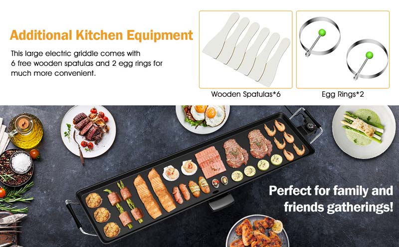 Eletriclife Electric Teppanyaki Table Top Grill Griddle with Adjustable Temperature