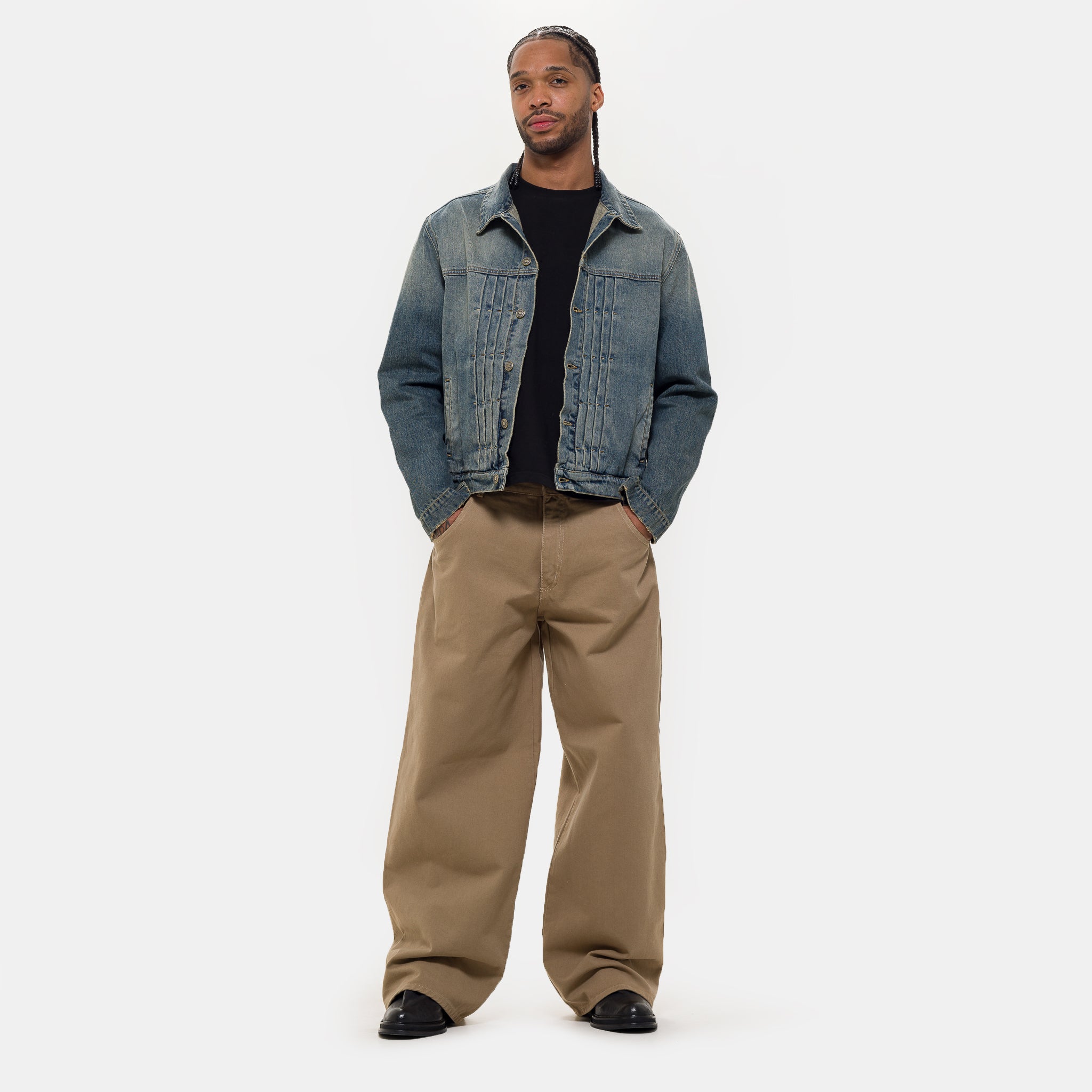 Alias Denim Trucker Jacket in Blue/Brown Sugar Washing