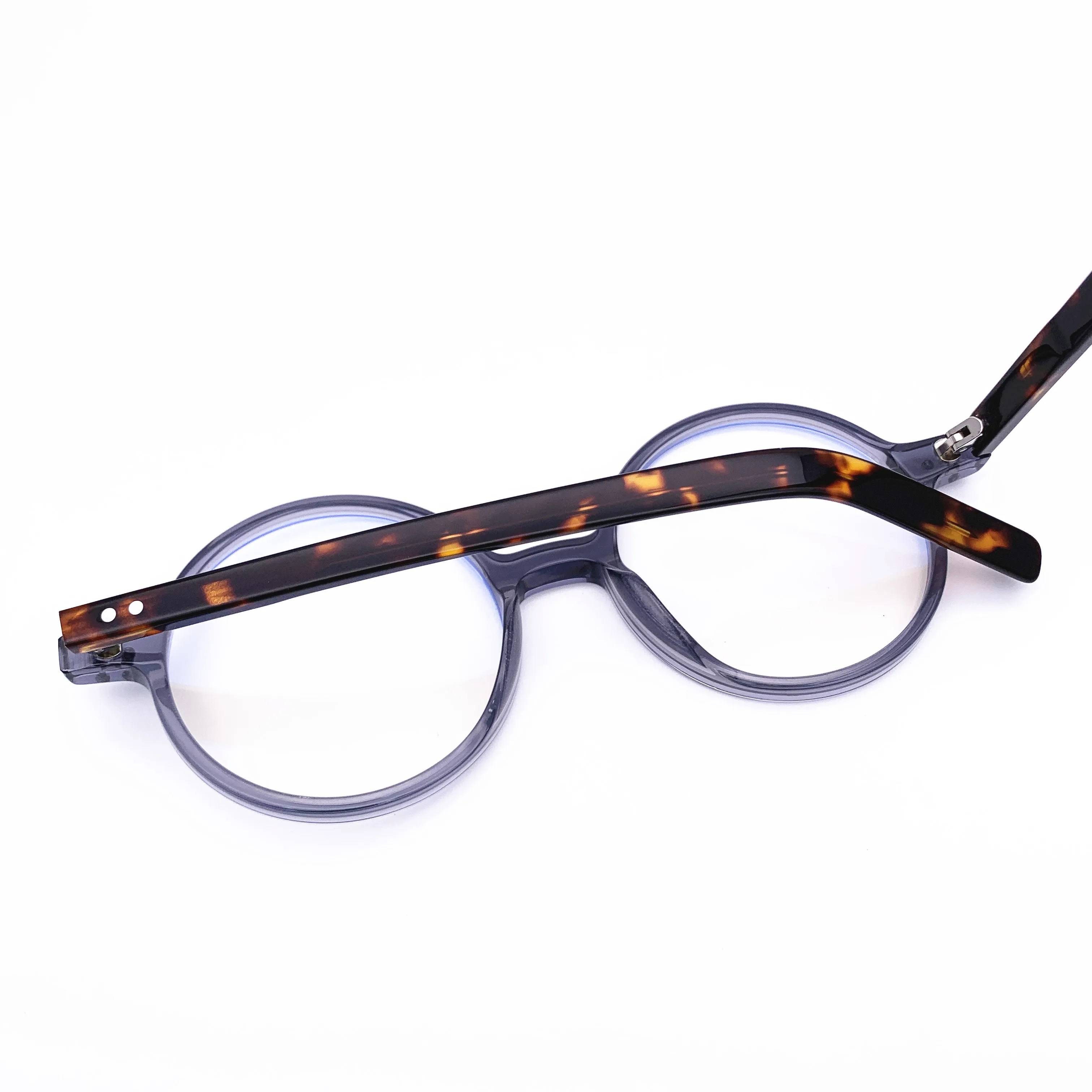 Belight Optical  Fancy Vintage Retro Acetate Big Round Shape Transparent Grey Design Spectacle Frame Precription Lens HP217
